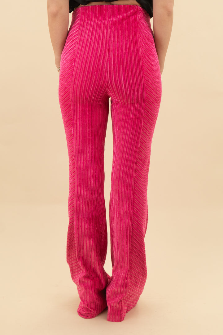 free people hot pink velvet flare pant (s; retail $88)