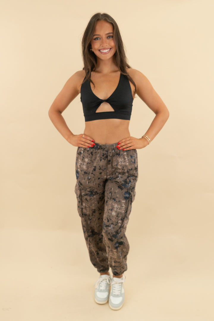 fabletics brown patterned lounge pant (s; retail $85)