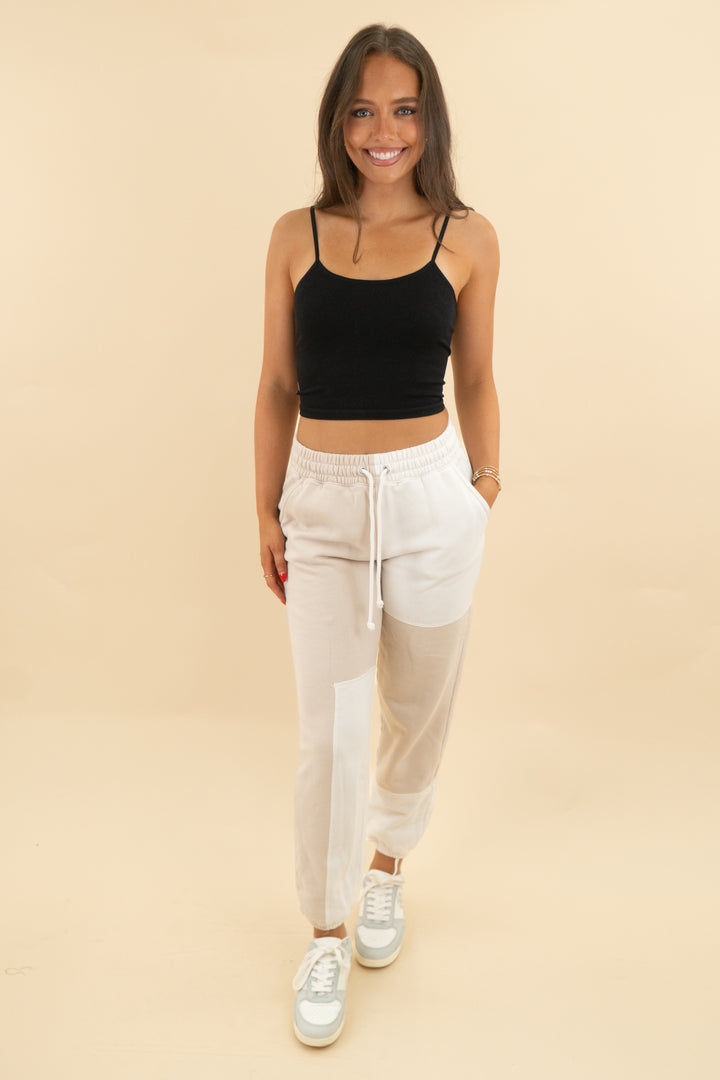 abercrombie & fitch cream colorblock jogger (s; retail $79)