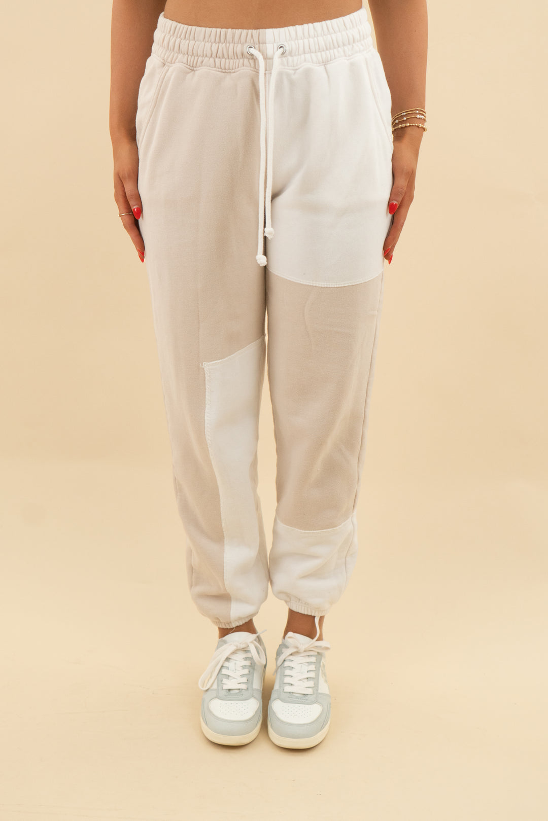 abercrombie & fitch cream colorblock jogger (s; retail $79)