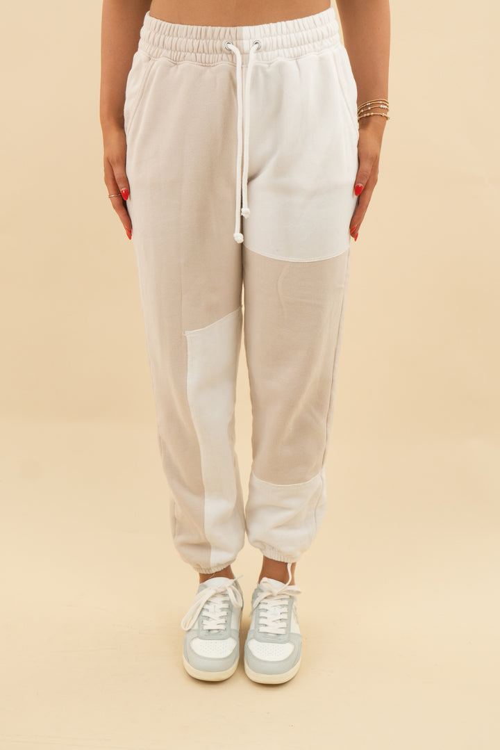 abercrombie & fitch cream colorblock jogger (s; retail $79)