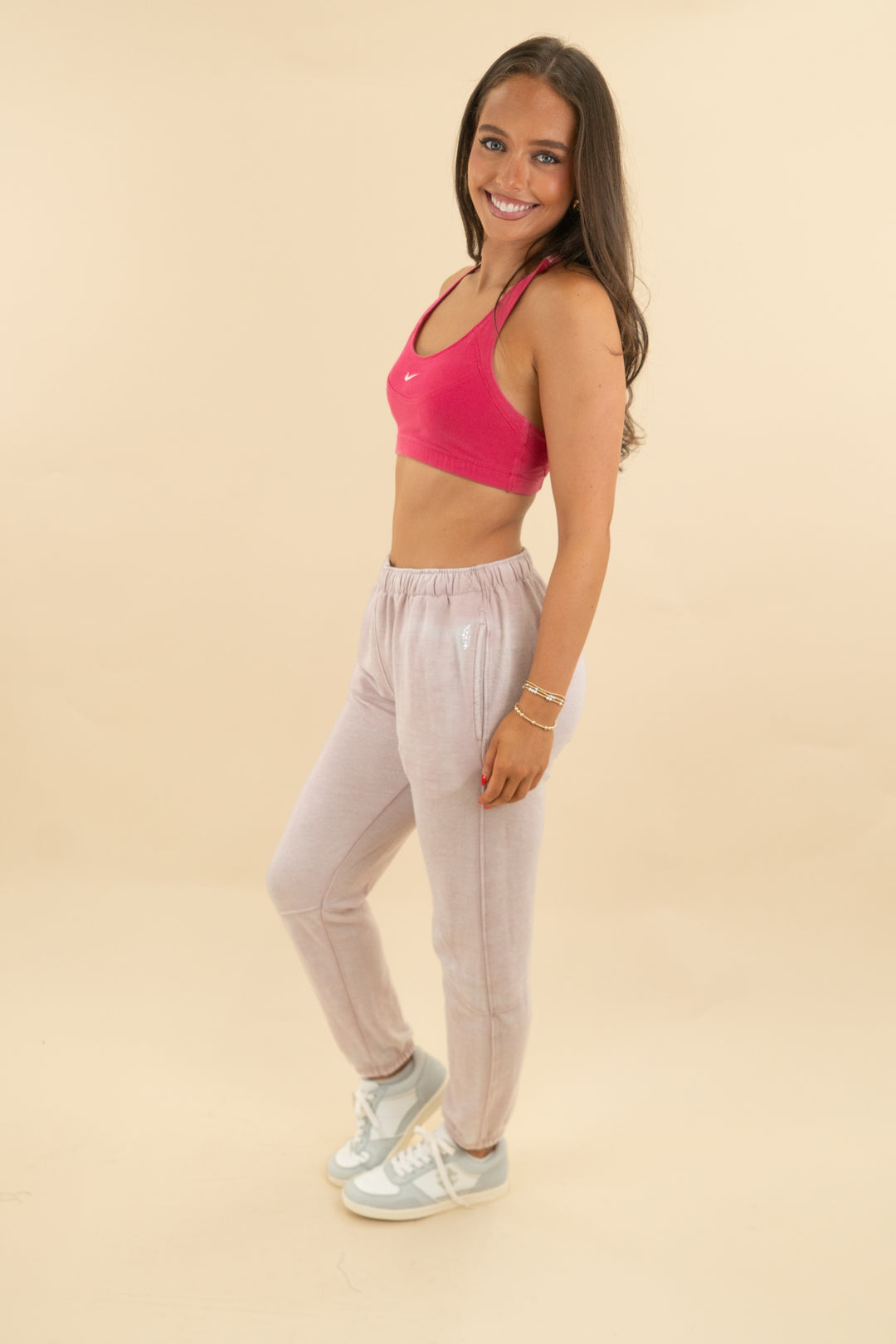 nike hot pink sports bra (s; retail $38)