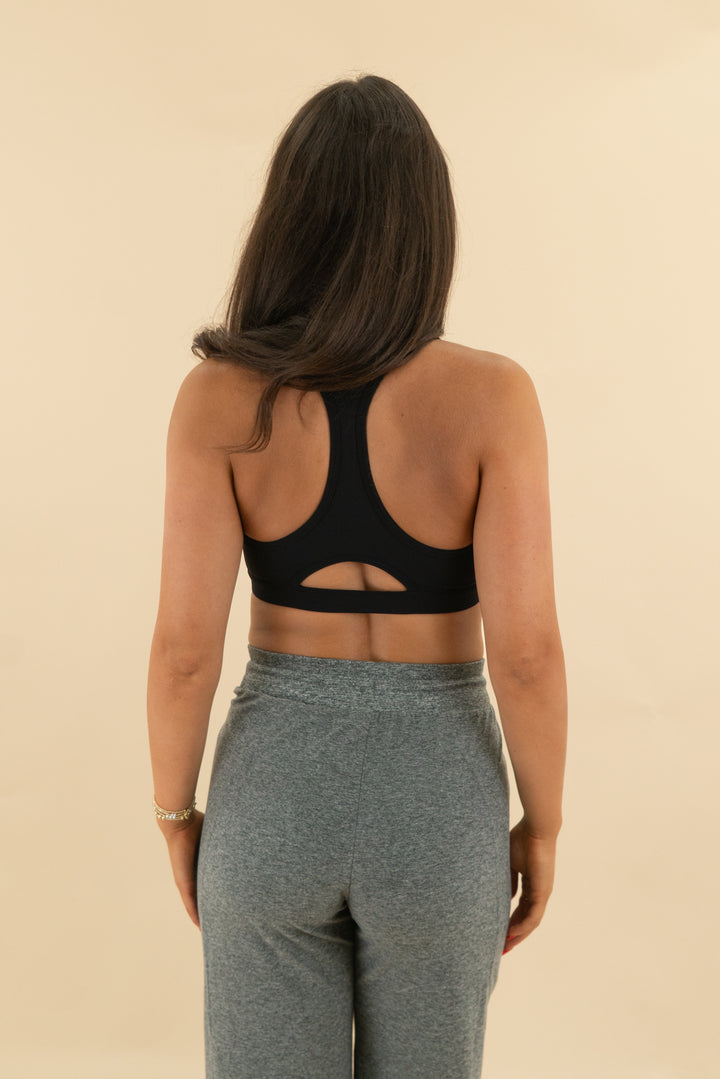 Fabletics black racerback sports bra nwt (s; retail $74.95)