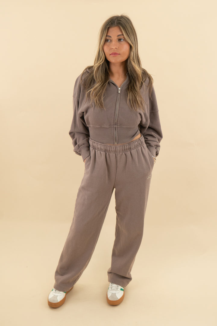 Alo brown wide leg sweatpants (s; retail $138)