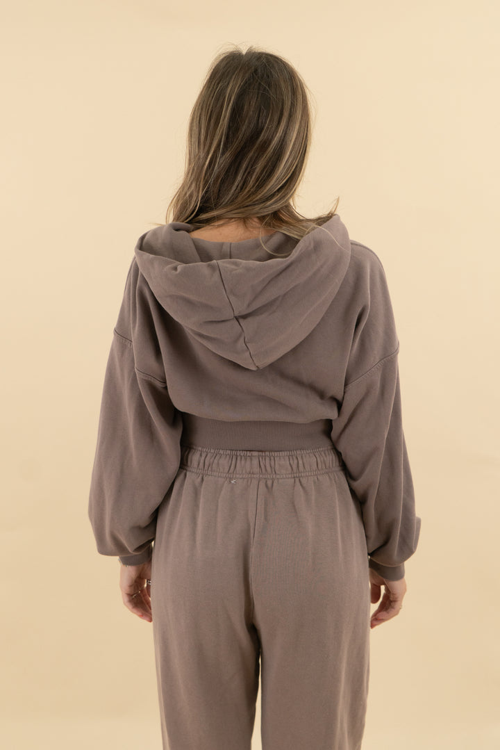 fabletics brown cropped jacket (s)