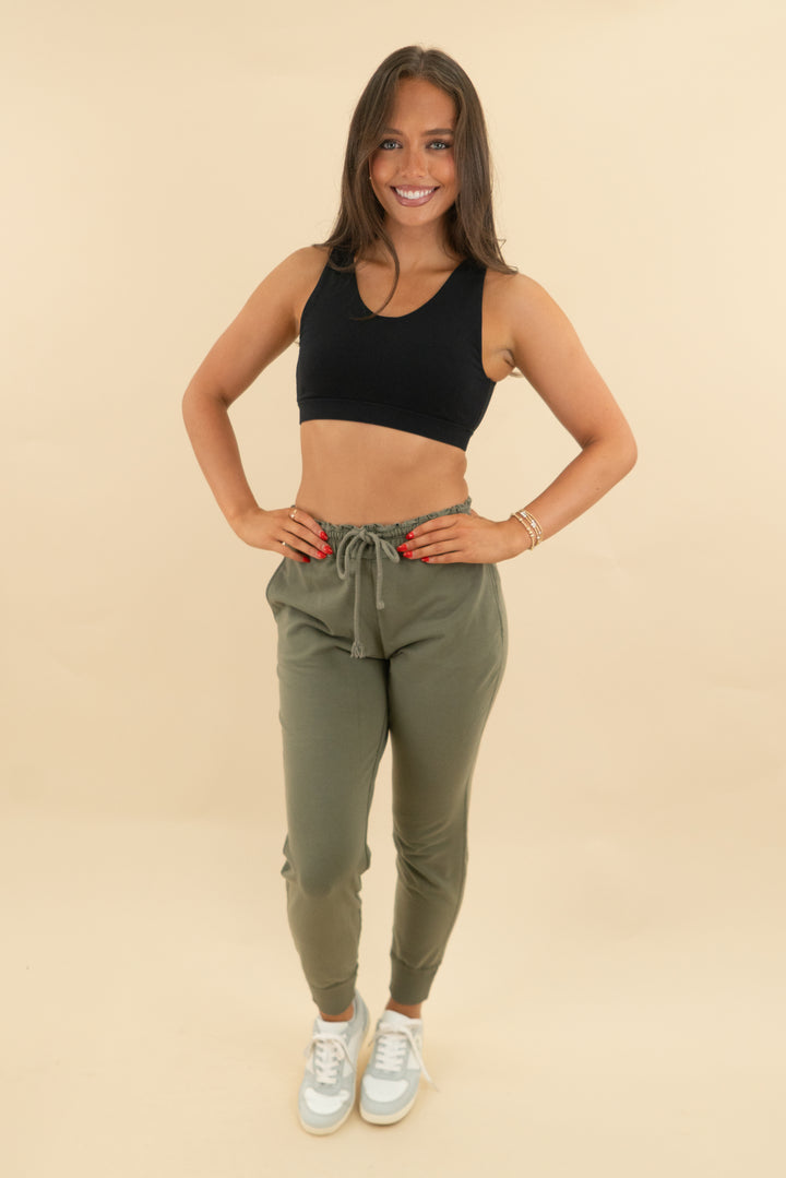 Abercrombie & Fitch olive sweatpants (s; retail $60)