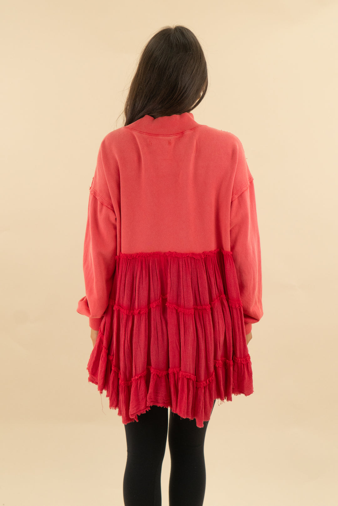 we the free coral ruffle pullover (s; retail $78)