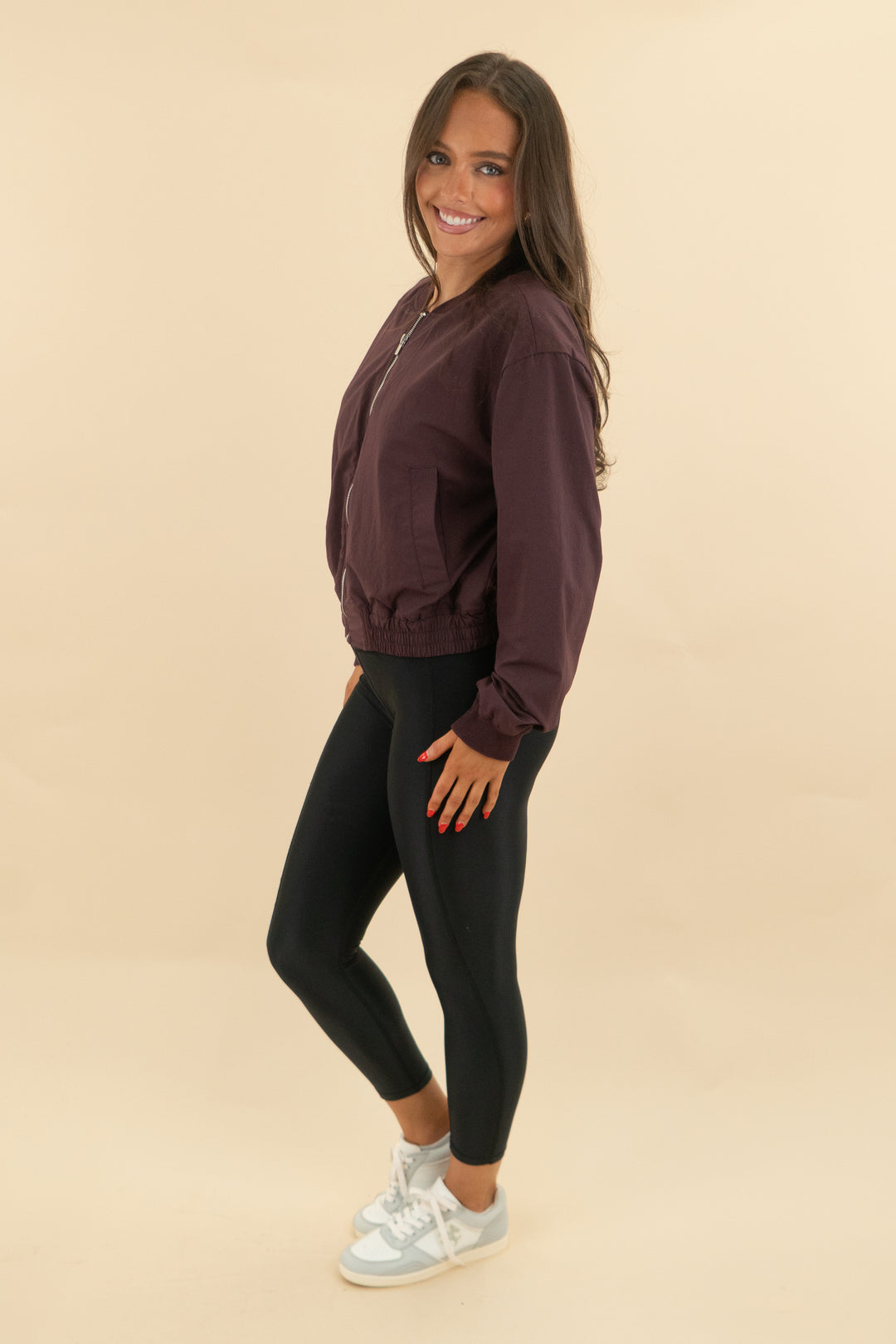 fabletics burgundy windbreaker zip up