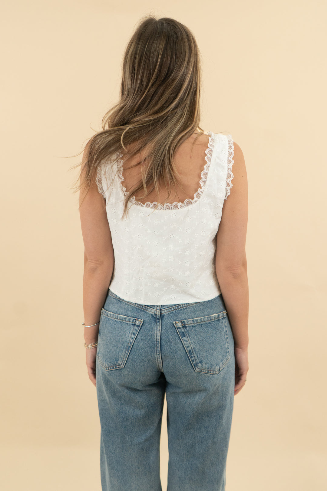princess polly white lace tie tank (8; retail $45)