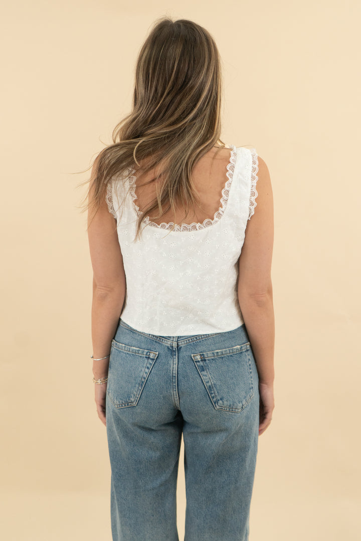 princess polly white lace tie tank (8; retail $45)