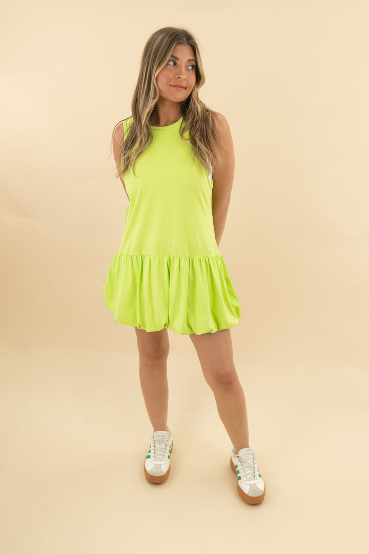 lime green mini lounge dress (s; retail $48)