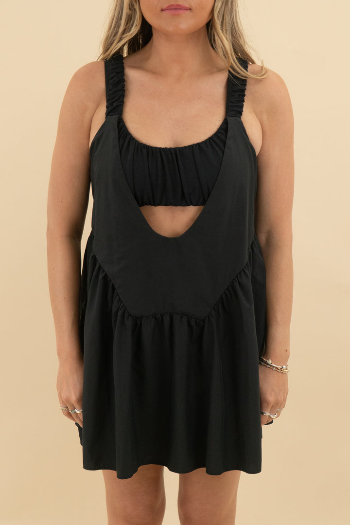 free people movement black athletic bubble dress (s; retail $98)