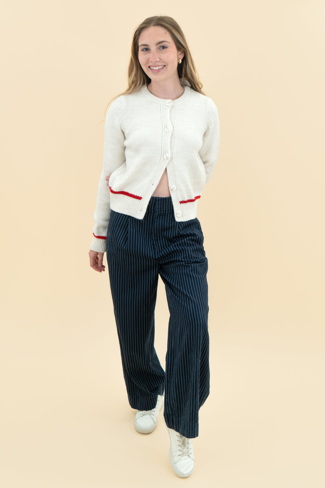maeve cream cherry knit cardigan (xs)