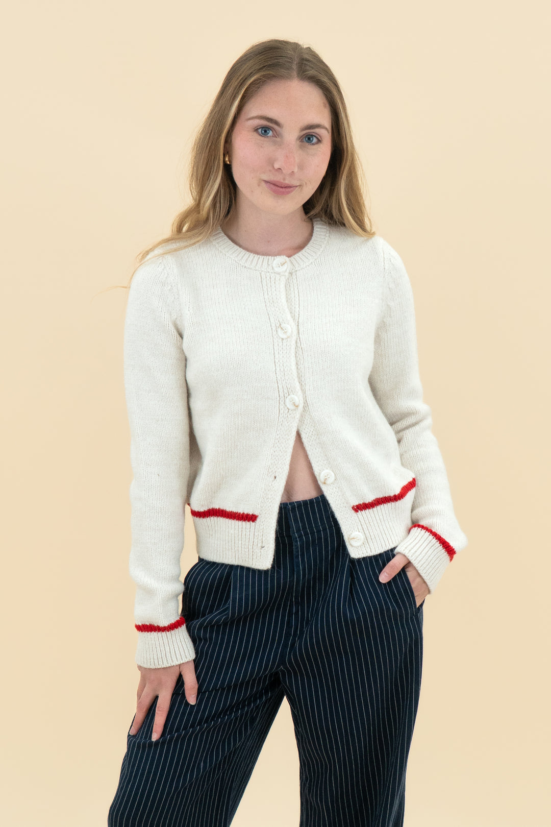 maeve cream cherry knit cardigan (xs)