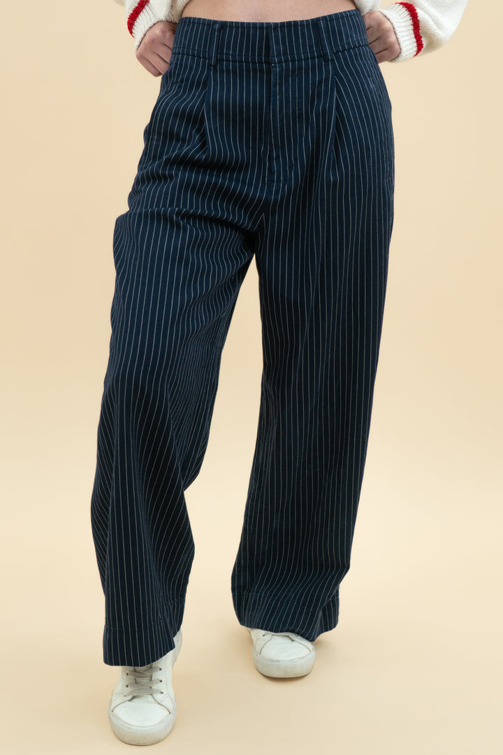 everlane navy pinstripe pants (0S)
