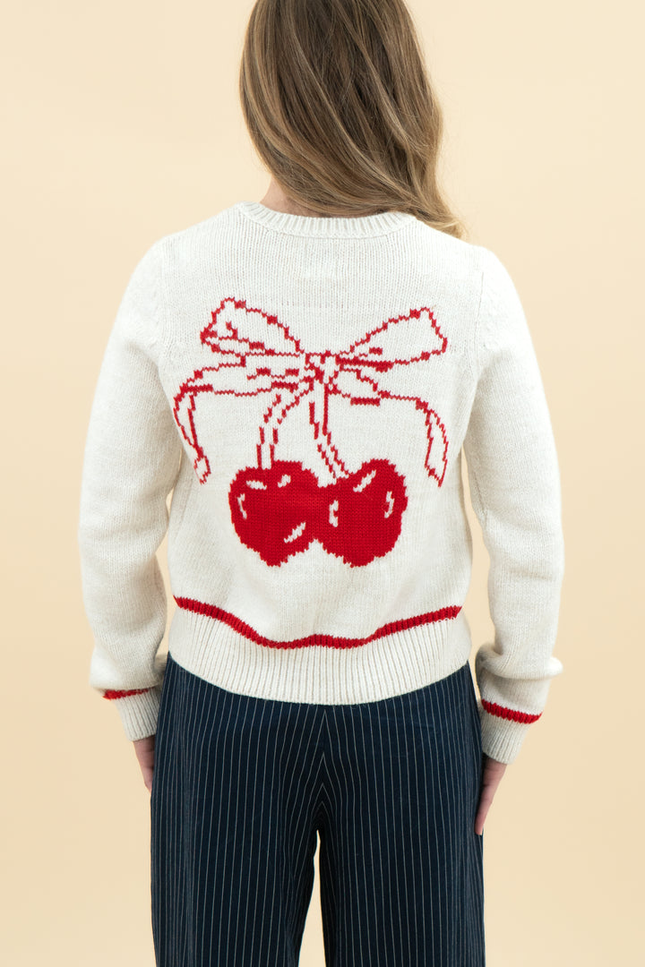maeve cream cherry knit cardigan (xs)