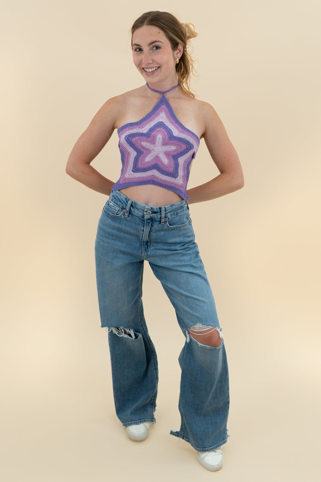 american eagle curvy super high rise baggy wide leg jeans medium wash (0; retail $60)