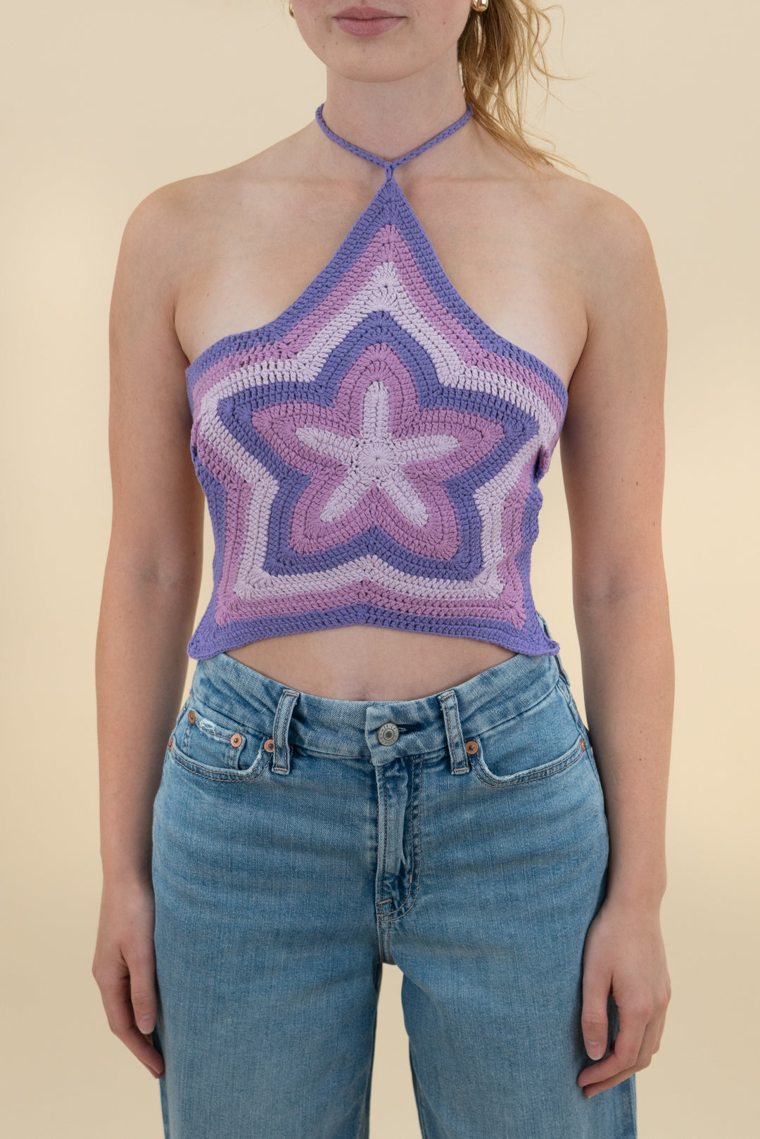 house of sunny purple crochet knit top nwt (xs; retail $105)