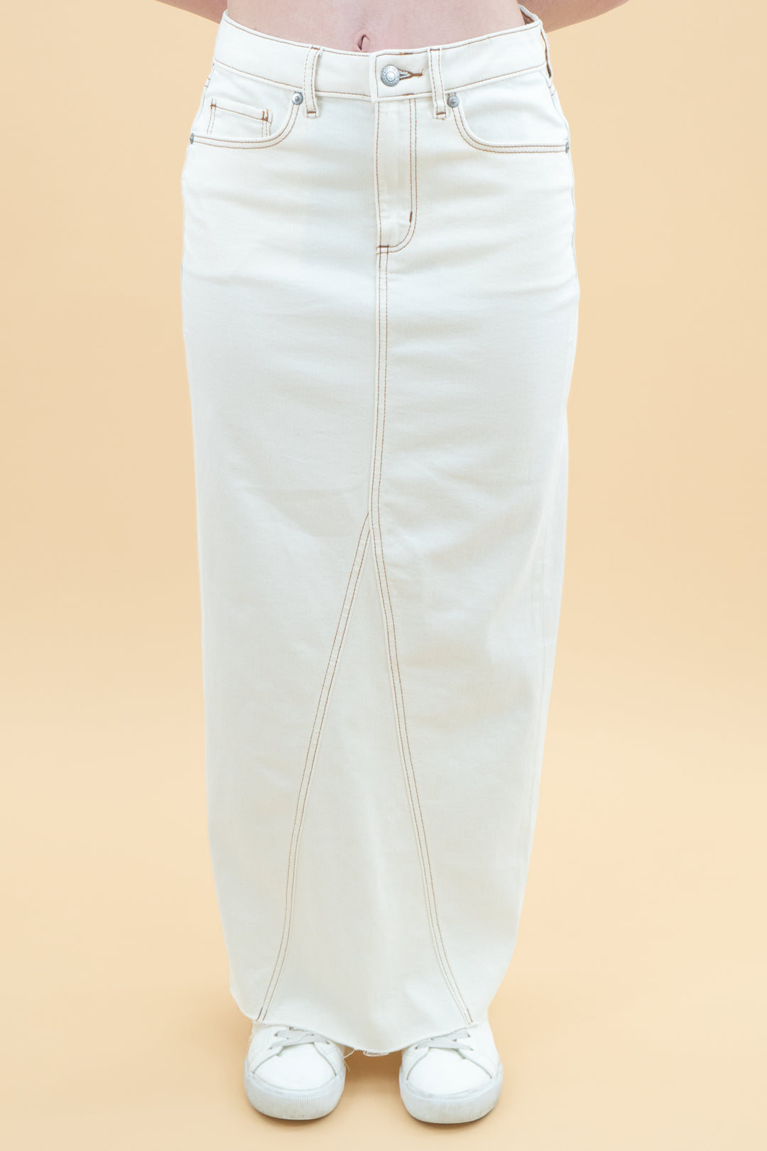 loft cream maxi denim skirt nwt (00)