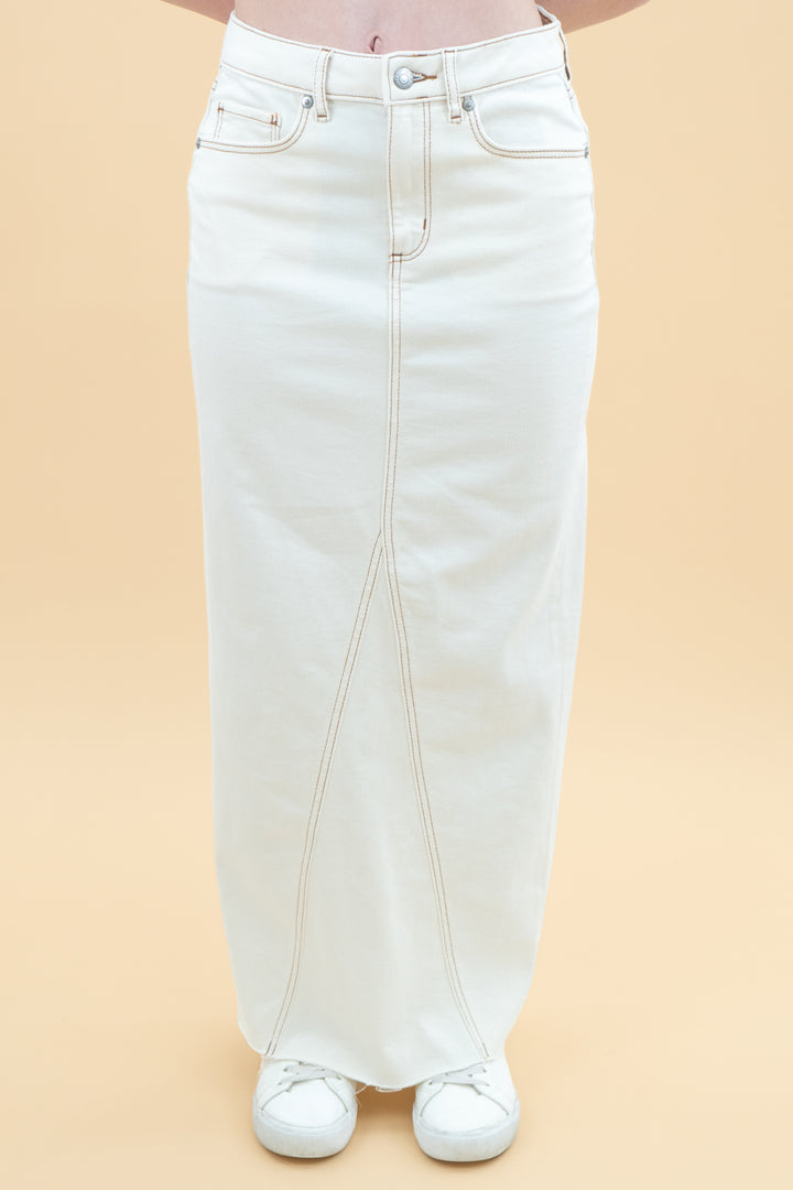loft cream maxi denim skirt nwt (00)