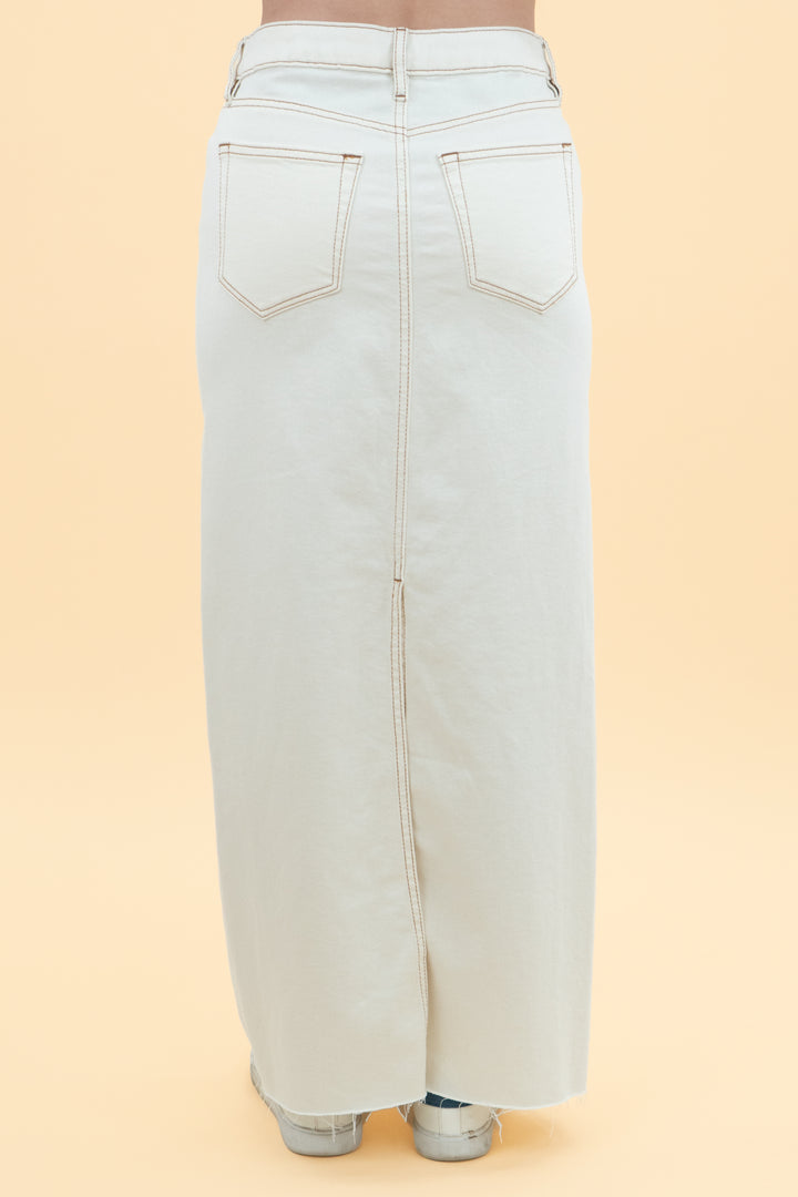 loft cream maxi denim skirt nwt (00)