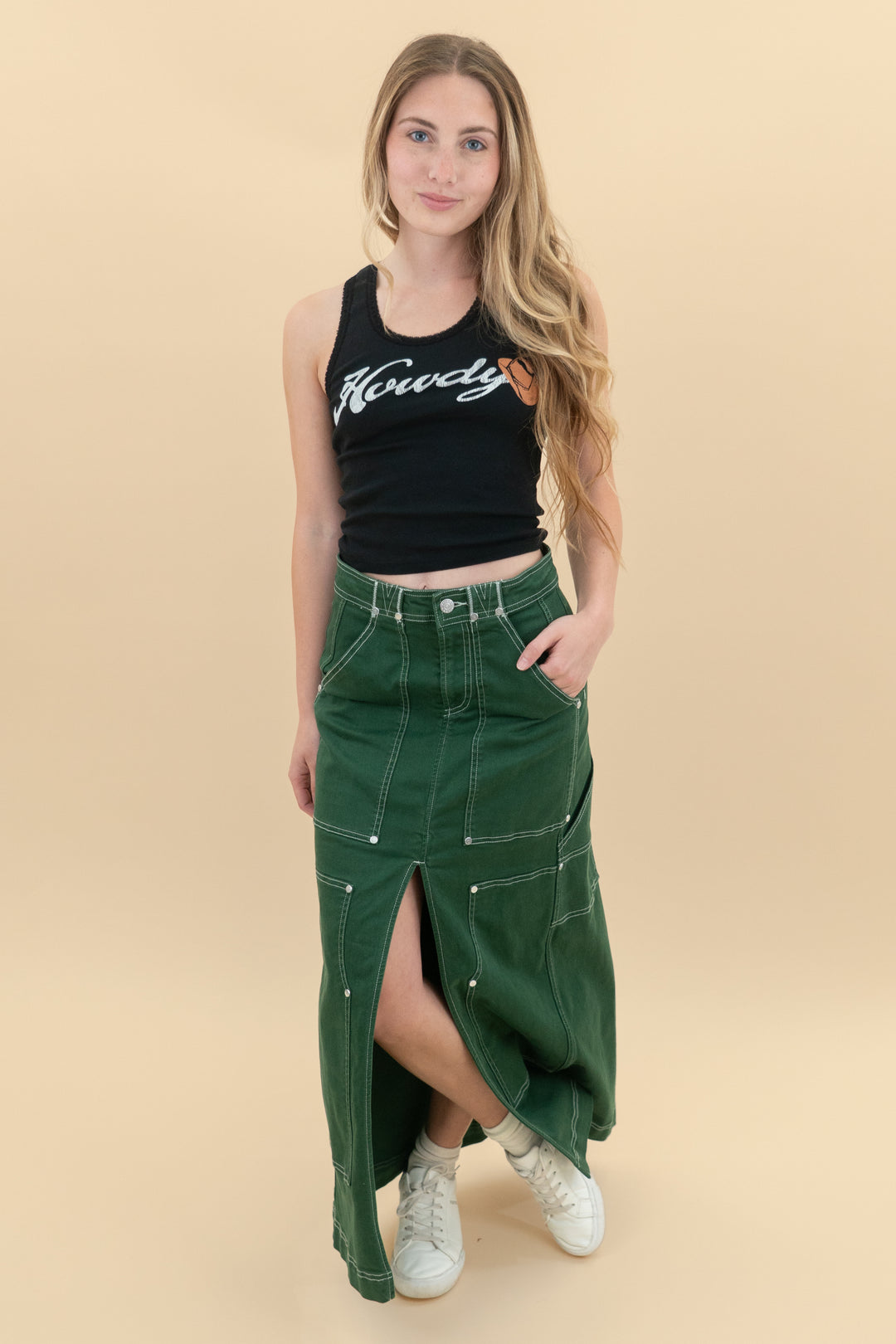 pilcro green denim skirt (0p)