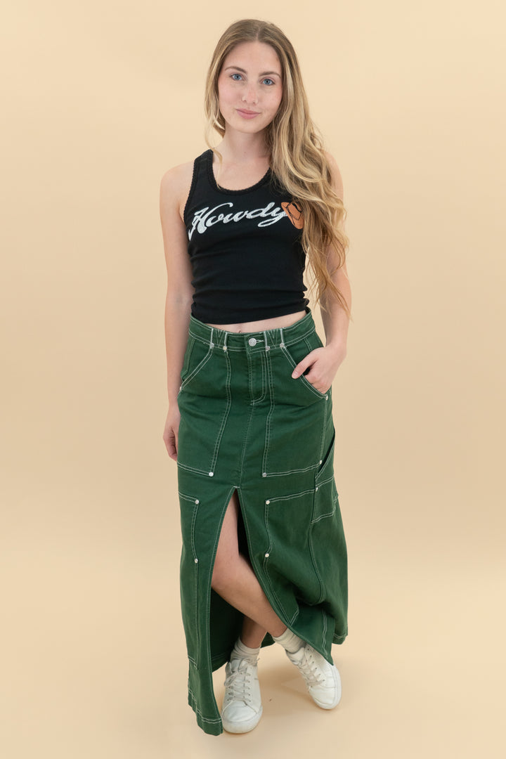 pilcro green denim skirt (0p)