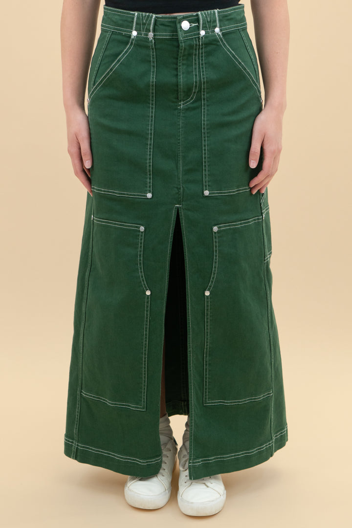 pilcro green denim skirt (0p)