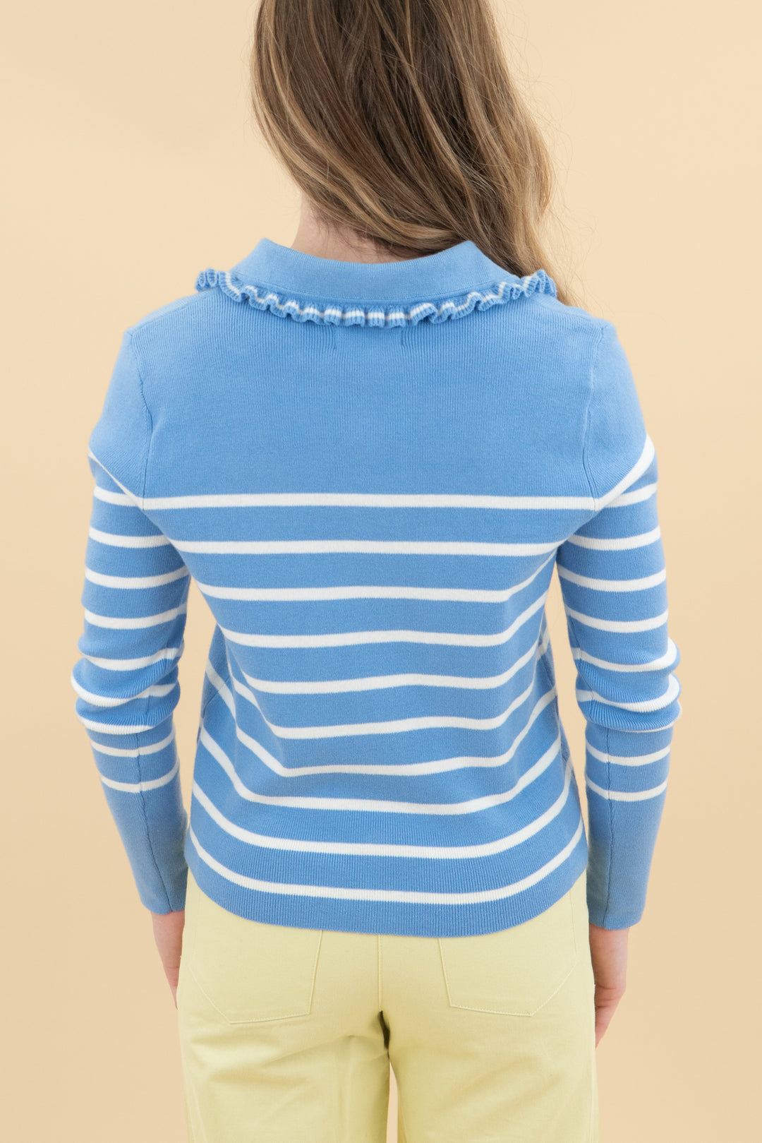 lauren conrad blue/white stripe knit long sleeve top (xs)