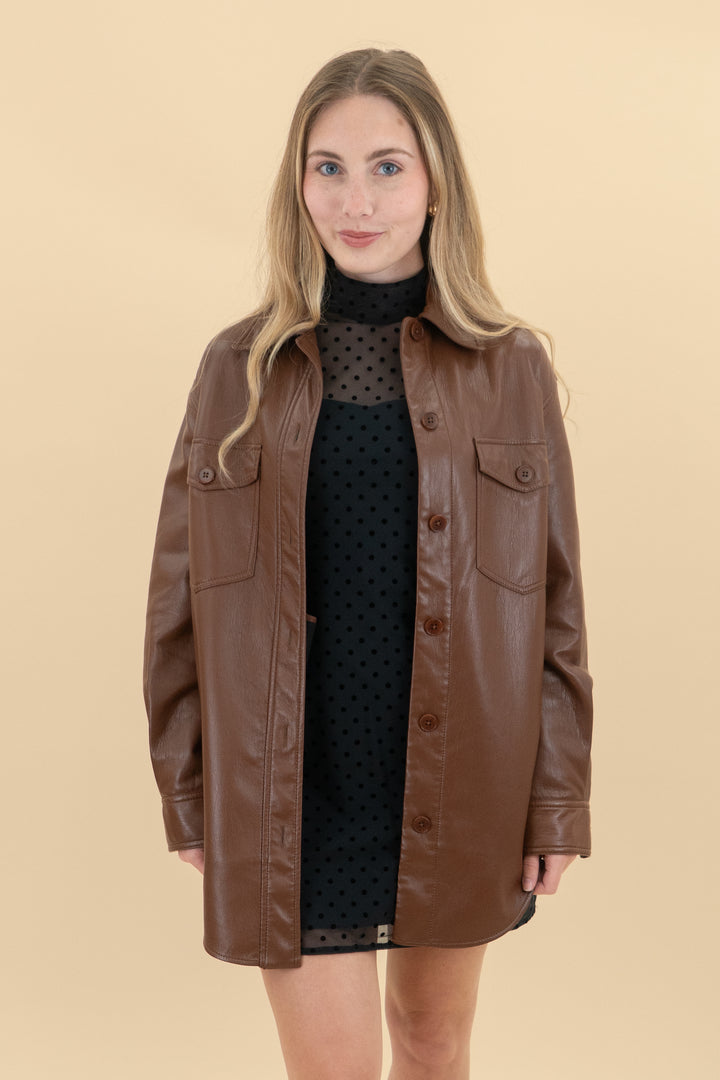 wildred brown faux leather jacket (xs)