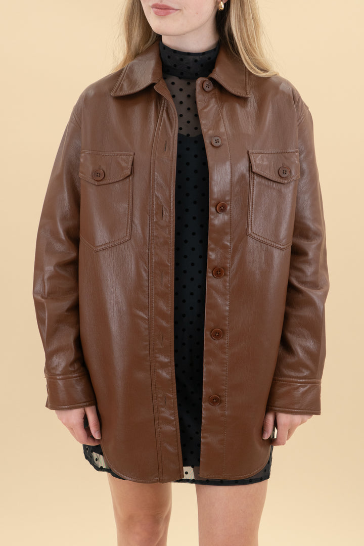 wildred brown faux leather jacket (xs)