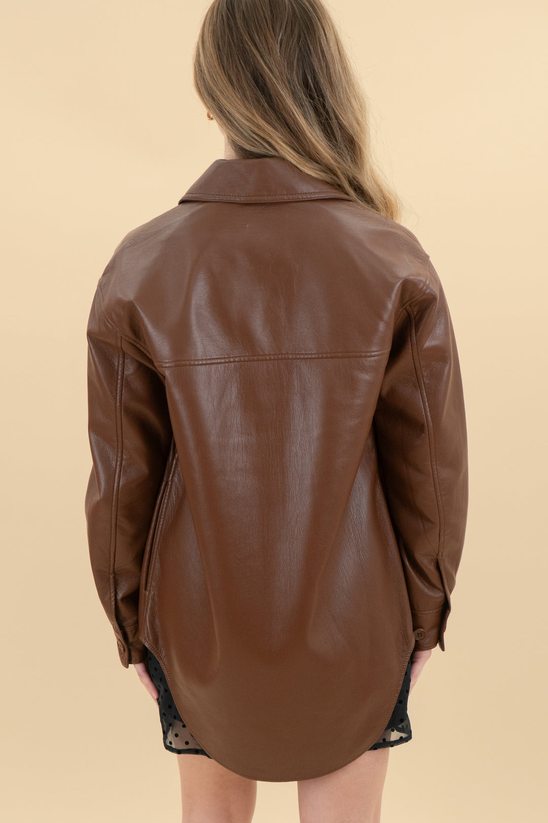 wildred brown faux leather jacket (xs)