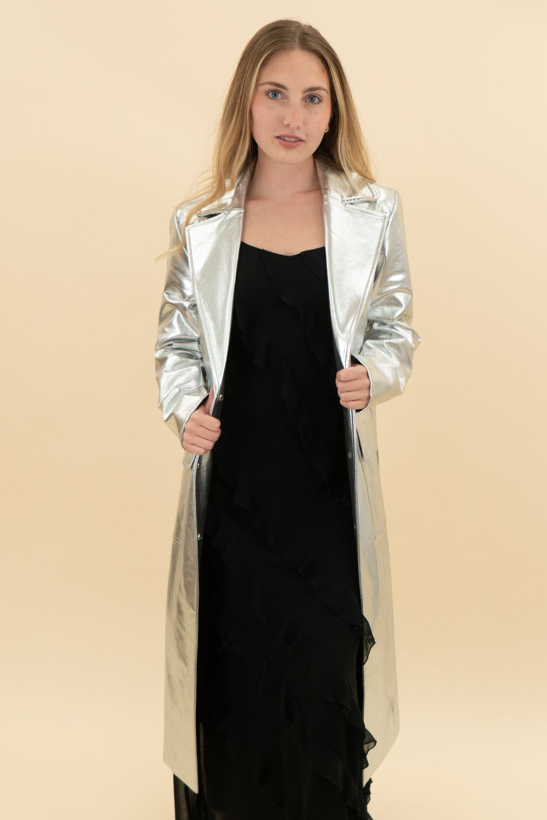 avec les filles silver coat nwt (xs; retail $168)