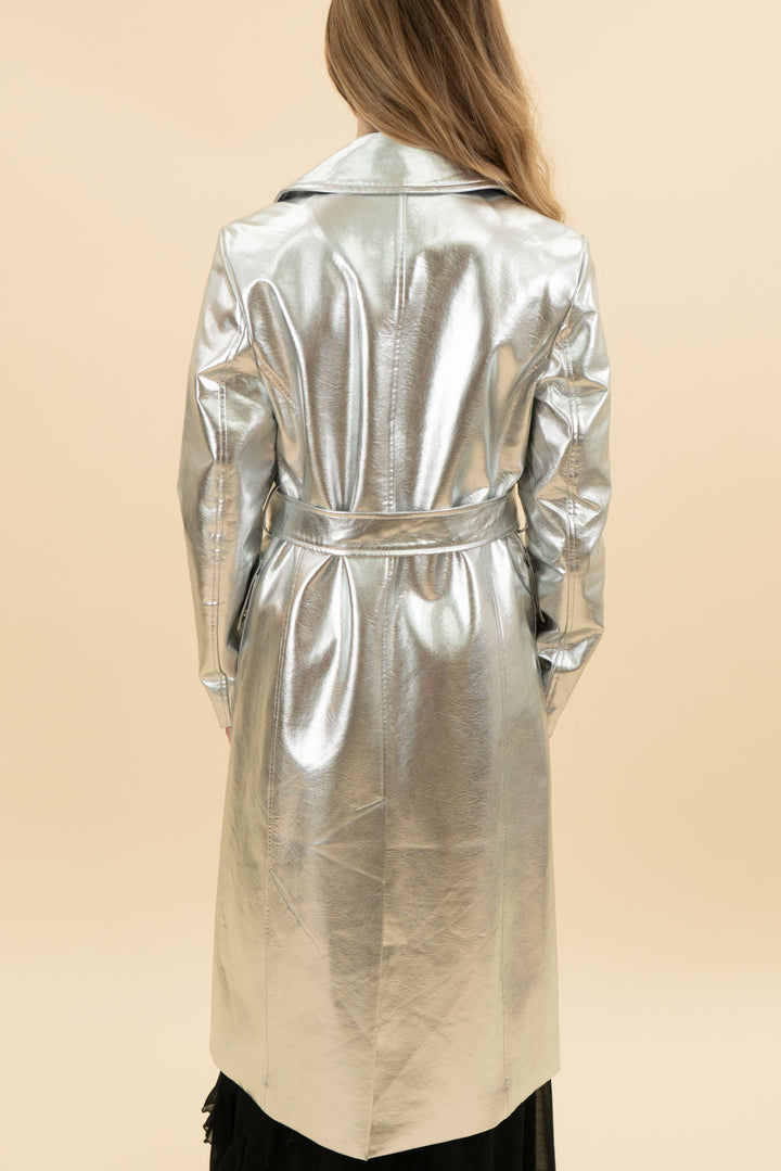 avec les filles silver coat nwt (xs; retail $168)