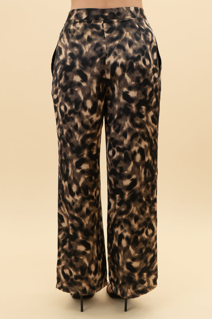 tart brown/black print satin pants (xs)