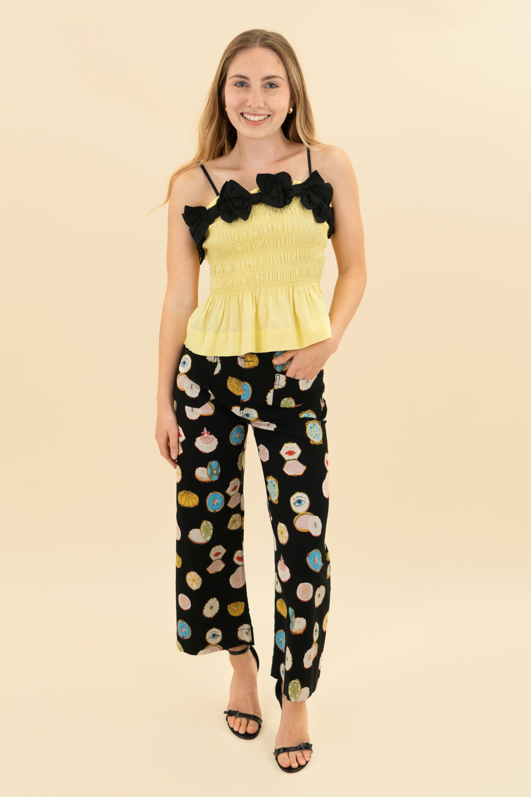damson madder yellow ruched top with bows (6)
