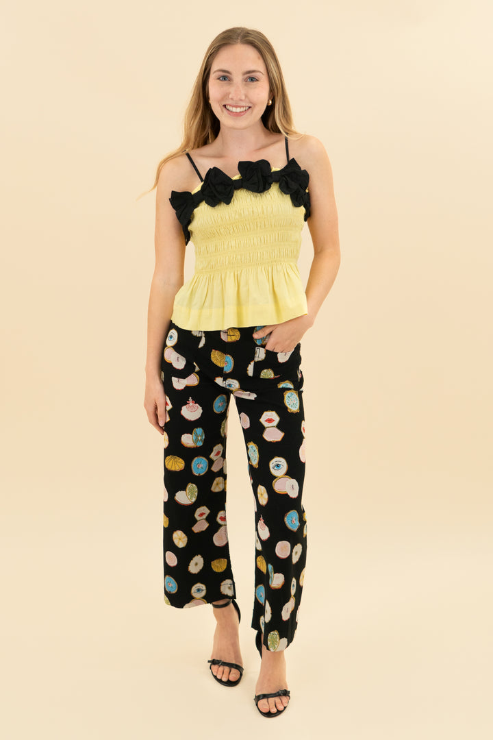 damson madder yellow ruched top with bows (6)
