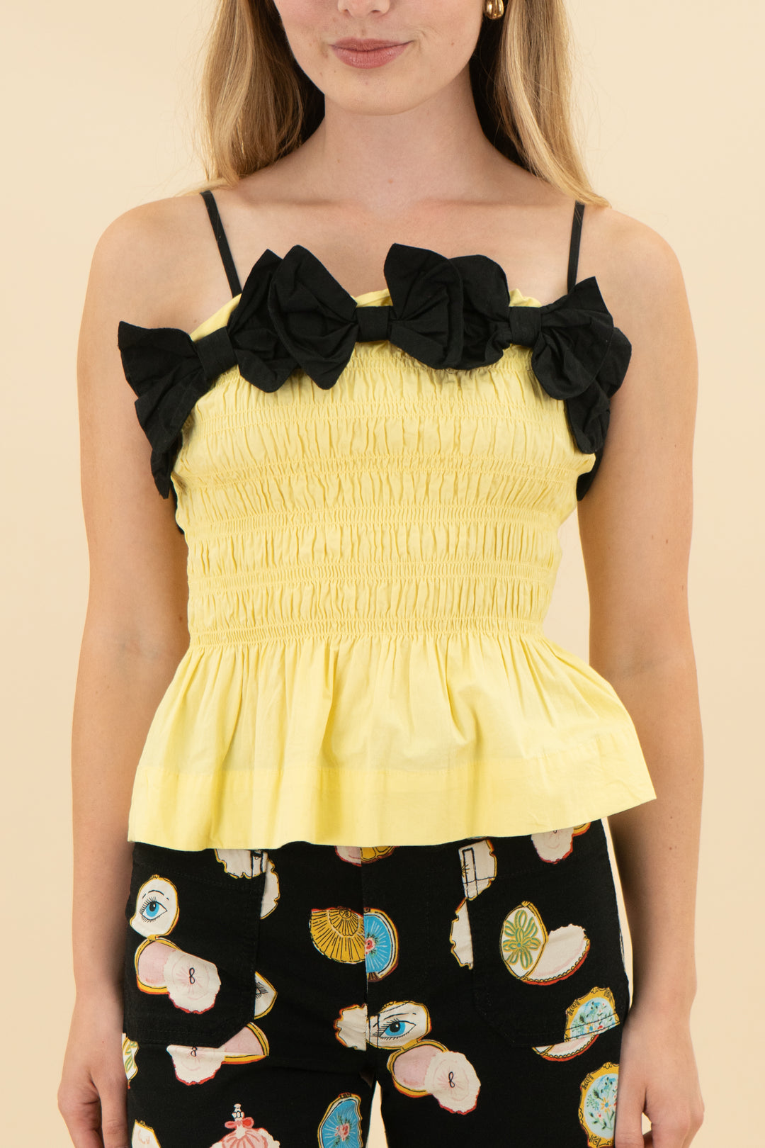 damson madder yellow ruched top with bows (6)