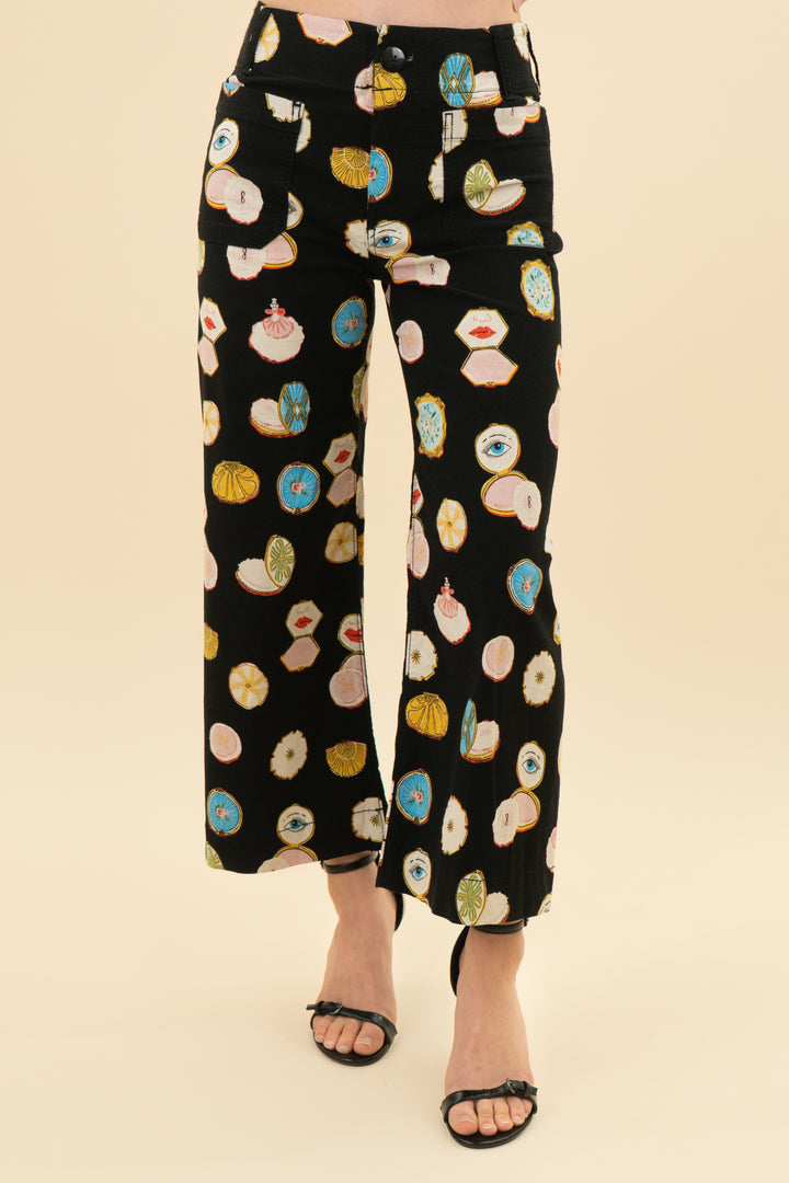 maeve x danielle kroll black printed pants (24p)