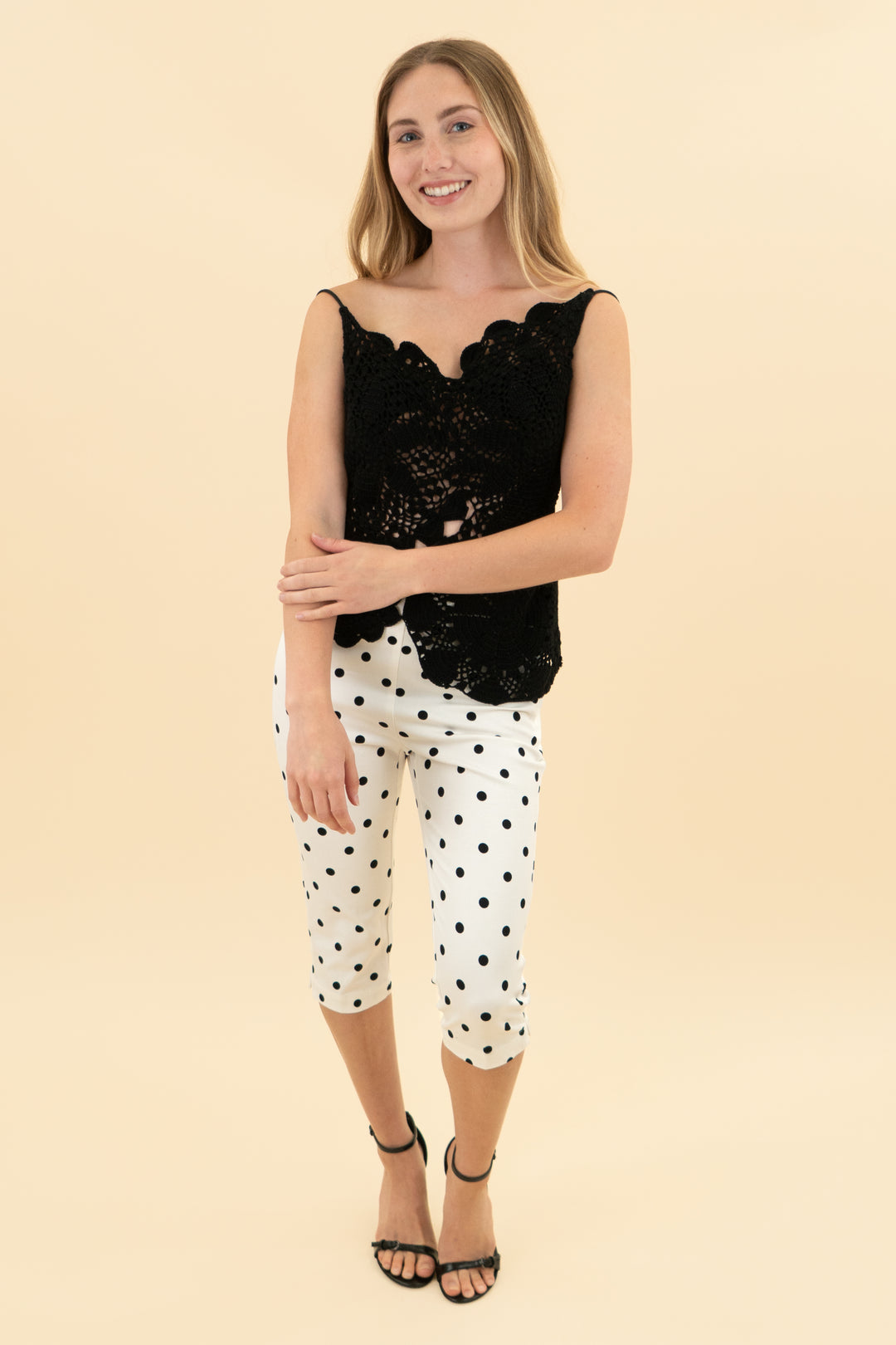 l'academie black crochet top nwt (xs)