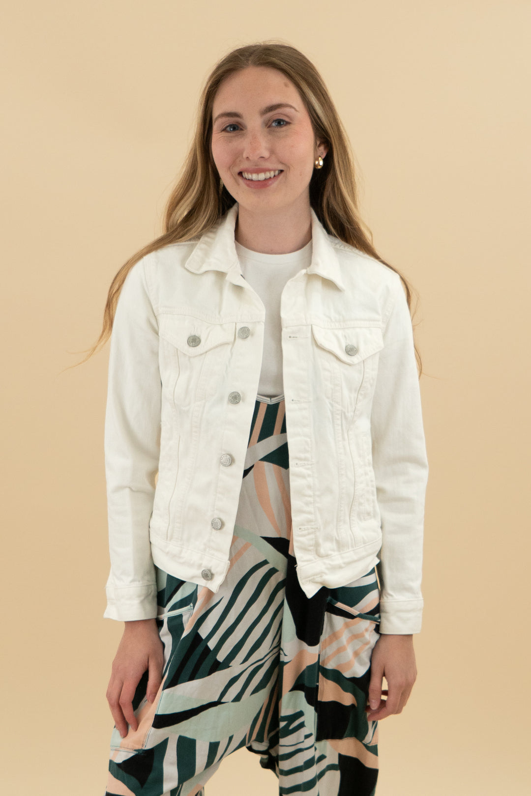lucky brand white denim jacket (xs)