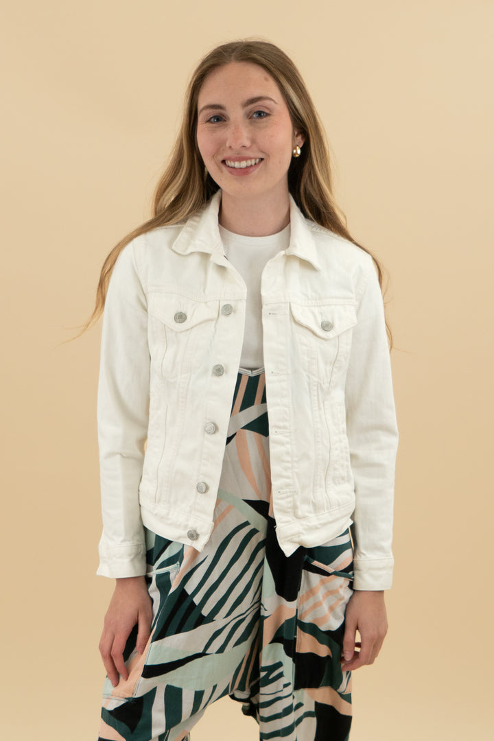 lucky brand white denim jacket (xs)