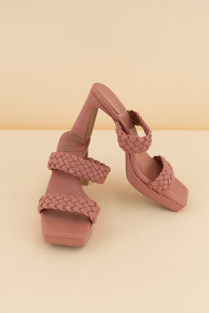 120.jeffrey campbell blush braided block heel (8; retail $125)