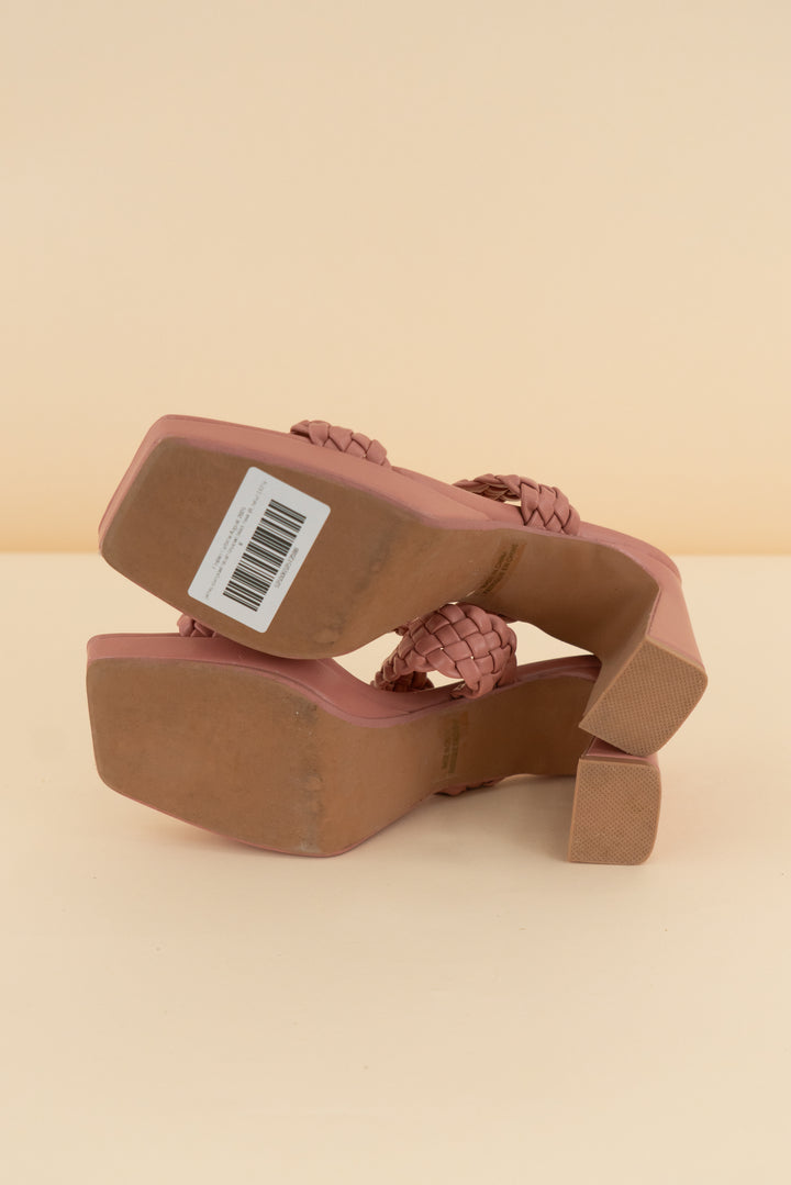 120.jeffrey campbell blush braided block heel (8; retail $125)