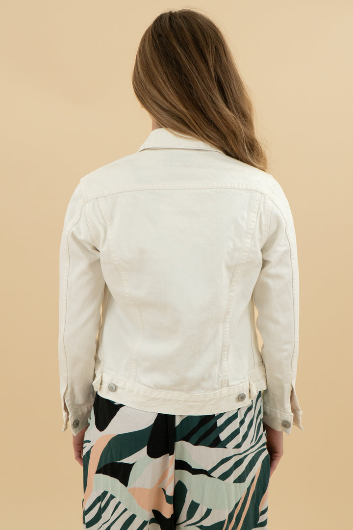 lucky brand white denim jacket (xs)