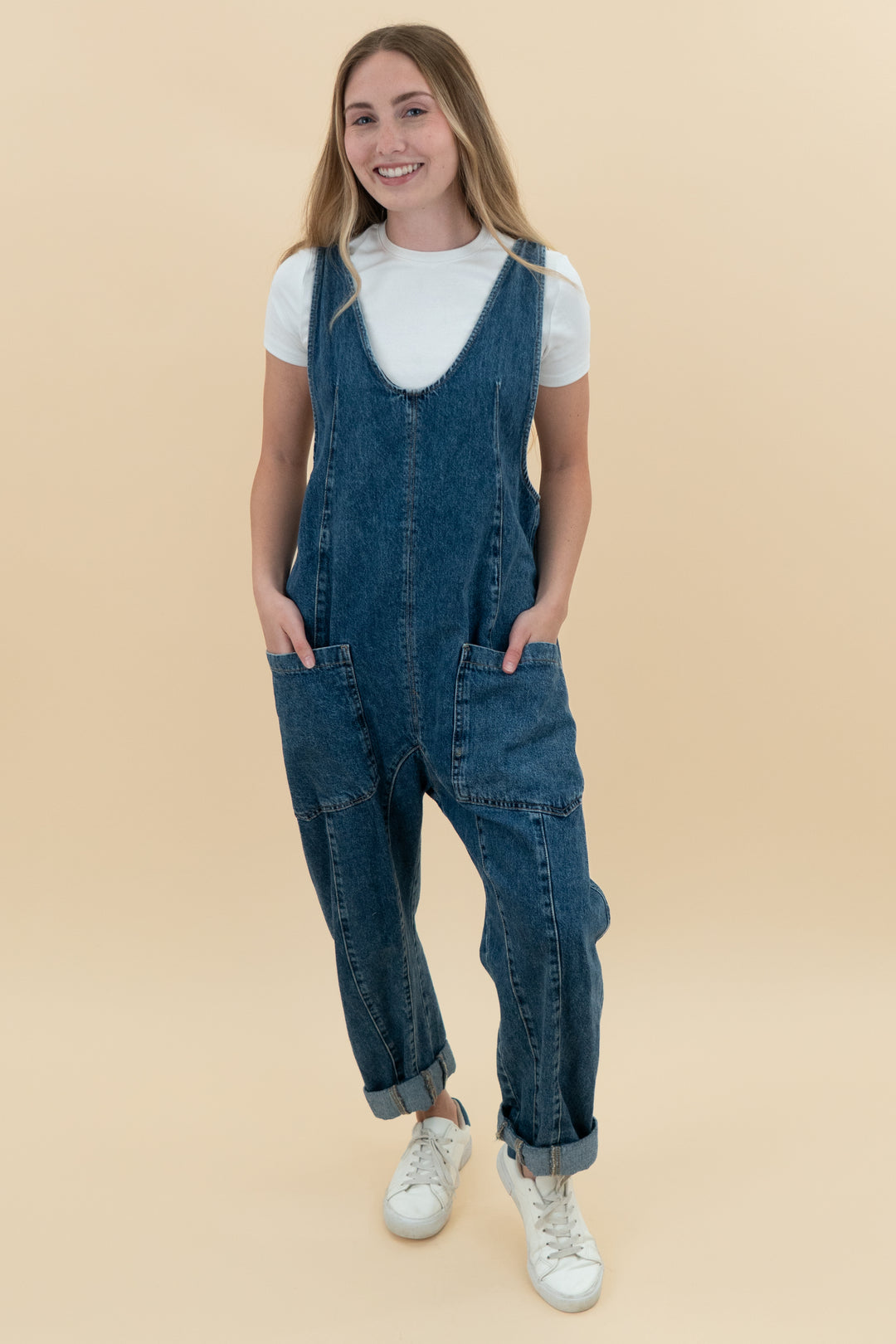 we the free dark wash overalls (xs; retail $148)