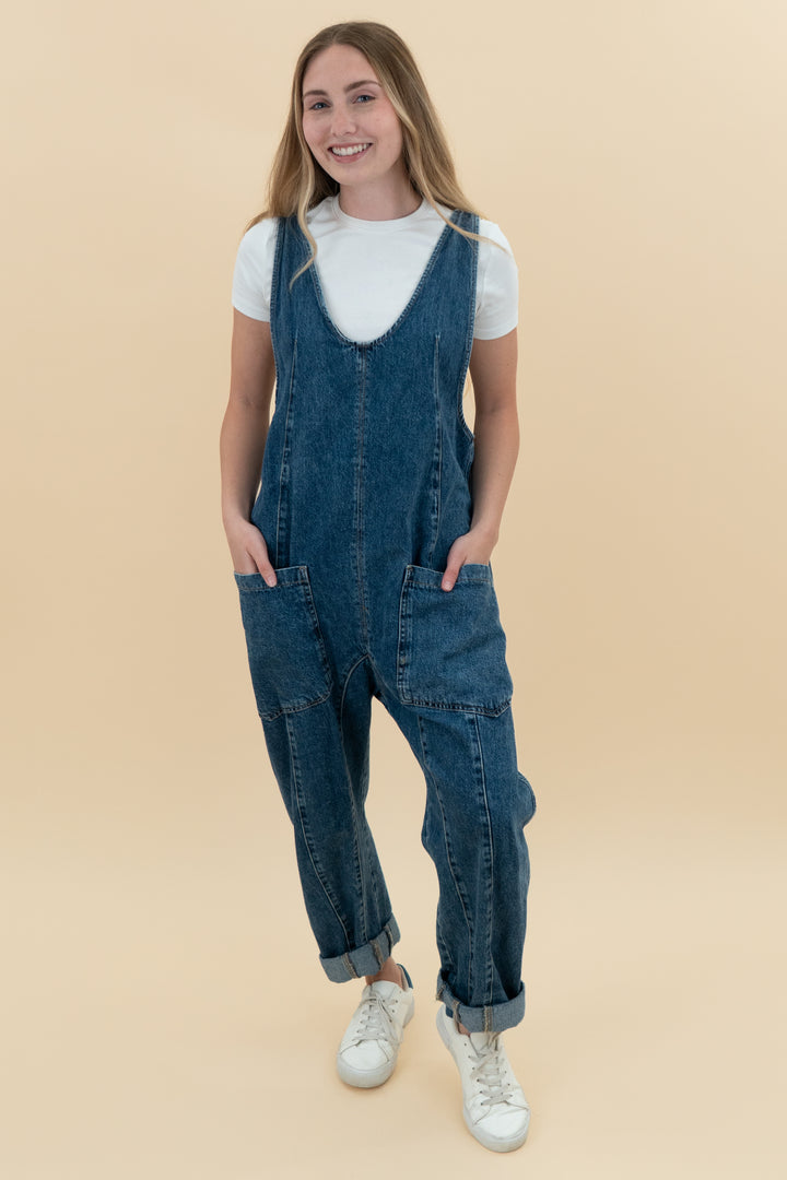 we the free dark wash overalls (xs; retail $148)