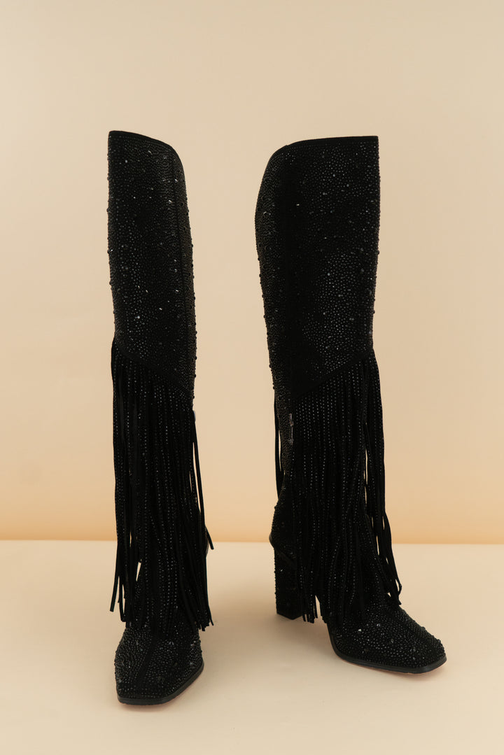 jessica simpson black sparkle fringe boot (7.5; retail $160)
