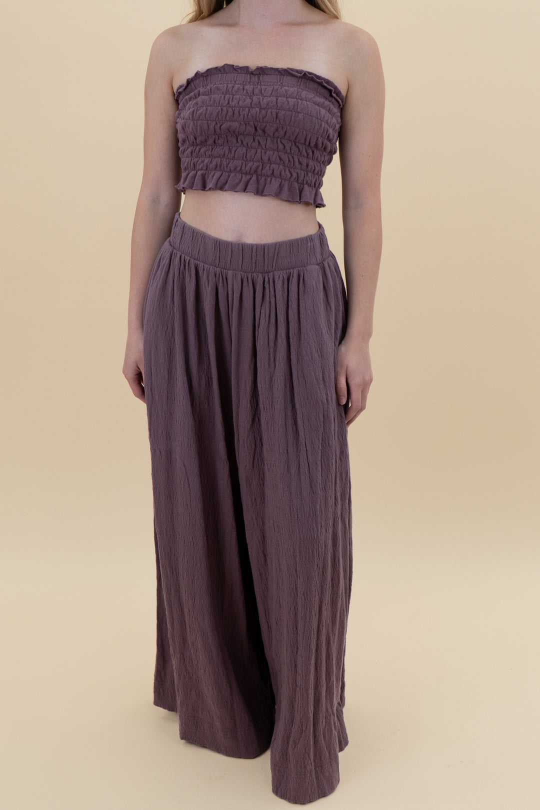 fp beach purple tube top and wide leg set (xs)