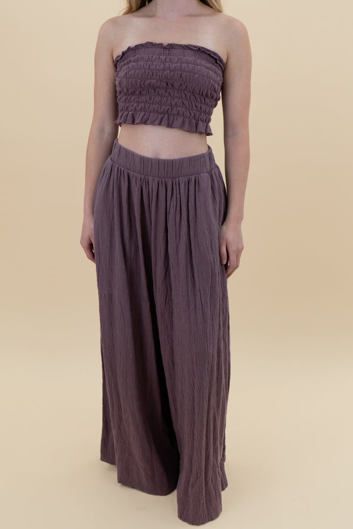 fp beach purple tube top and wide leg set (xs)